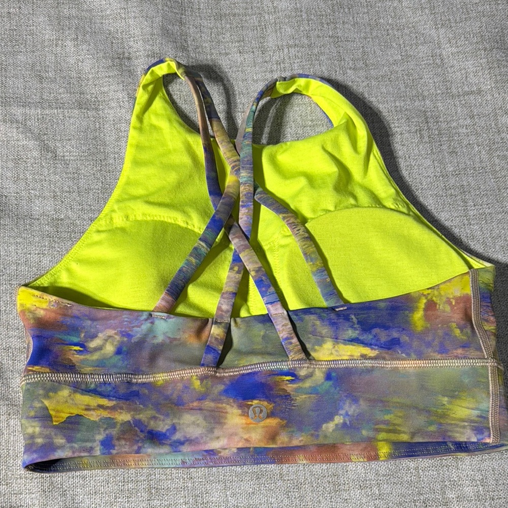 lululemon athletica Multi-Color High Neck Sports Bra (Yellow Accent) - Picture 3 of 5